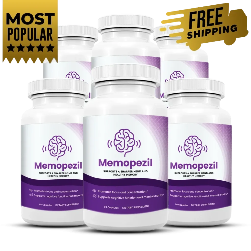 Discount price tier presentation displaying the 6-bottle bundle configuration of Memopezil for the most cost-effective long-term cognitive treatment.