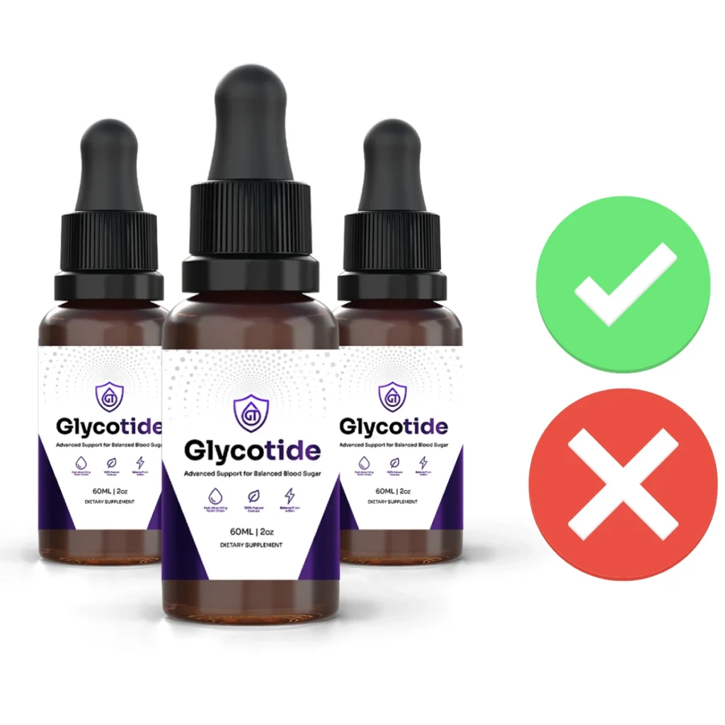 A single bottle of GlycoTide premium dietary supplement containing 60 capsules for natural blood sugar stability and daily energy support.