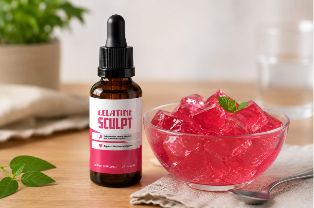 Visual representation of the purified hydrolyzed gelatin matrix found in the Gelatine Sculpt formula for natural stomach expansion.