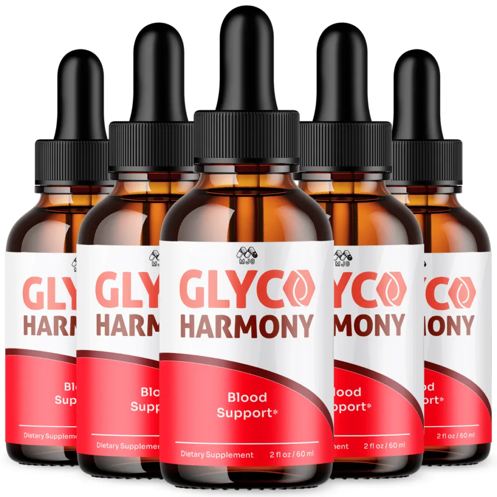 Two bottles of Glyco Harmony supplement on a clean background.