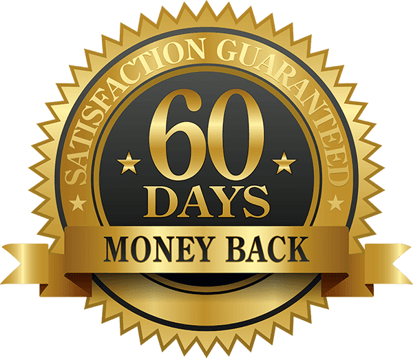 Official 60-day 100% money-back guarantee badge ensuring a completely risk-free purchase for customers on the official store.