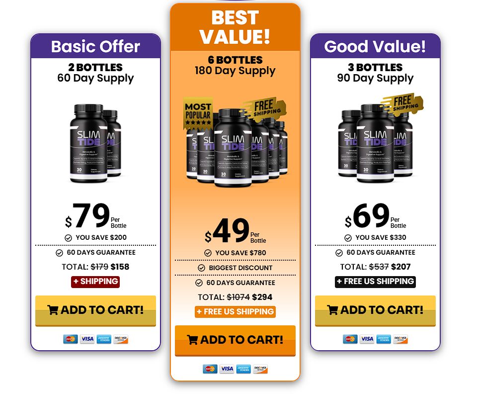 iscount price tier presentation displaying the recommended multi-pack configuration of SlimTide for maximum cost savings.