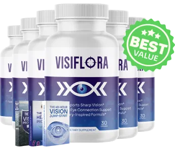 VisiFlow discount packages chart showing structural pricing options for 1 bottle, 3 bottles, and the ultimate savings 6-bottle supply with free shipping.