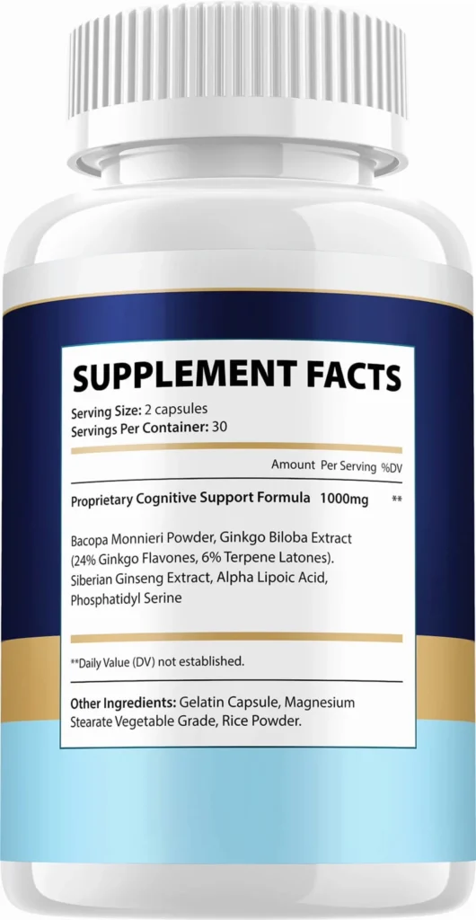 Scientific infographic illustrating how Neuro-Sharp active capsules increase cerebral blood flow, promote neurotransmitter health, and enhance brain cell communication.
