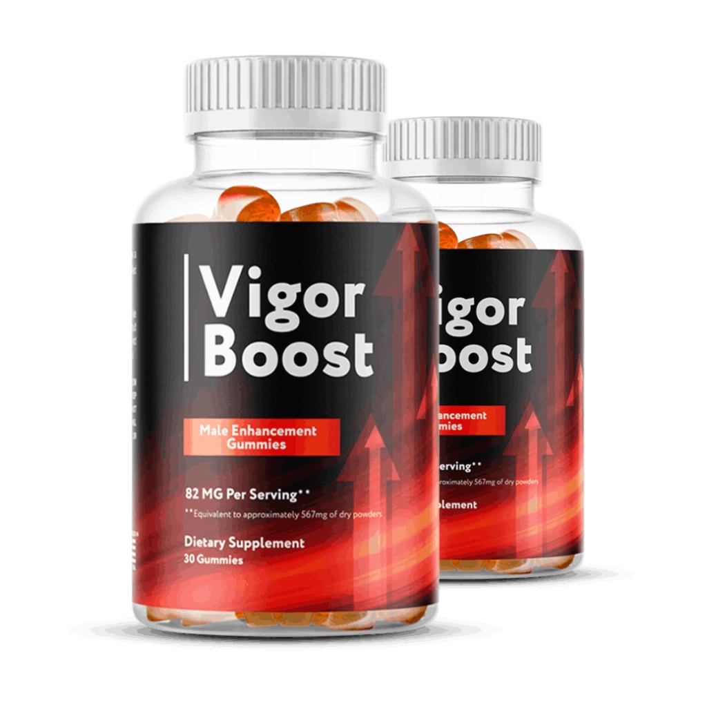 "Premium presentation bottle of VigorBoost male performance supplement on a neutral studio background."