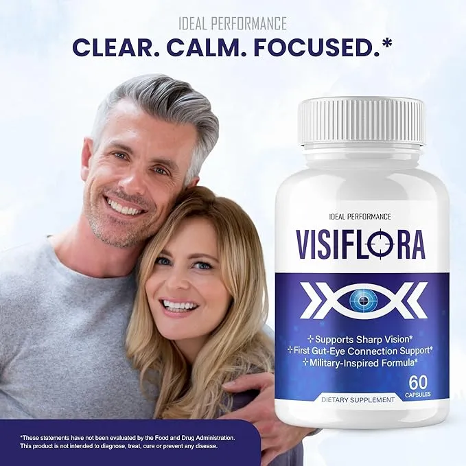 VisiFlow review featuring the official eye health and vision support supplement bottle positioned next to vibrant botanical extracts representing optimal macula and retina defense.