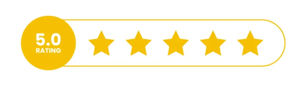 Five golden stars quality rating vector design used for premium metabolic supplement verification and client satisfaction approval.