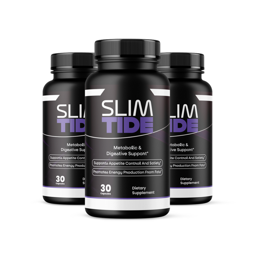 SlimTide three bottles package display for an intermediate ninety-day metabolic reset routine.