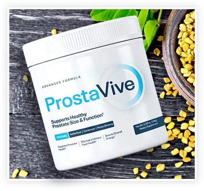 A single white container of ProstaVive premium supplement for healthy prostate size and optimal bladder function support.