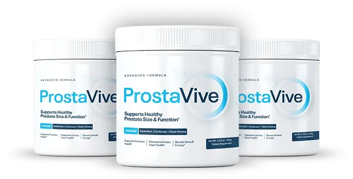 A single white container of ProstaVive premium supplement for healthy prostate size and optimal bladder function support.